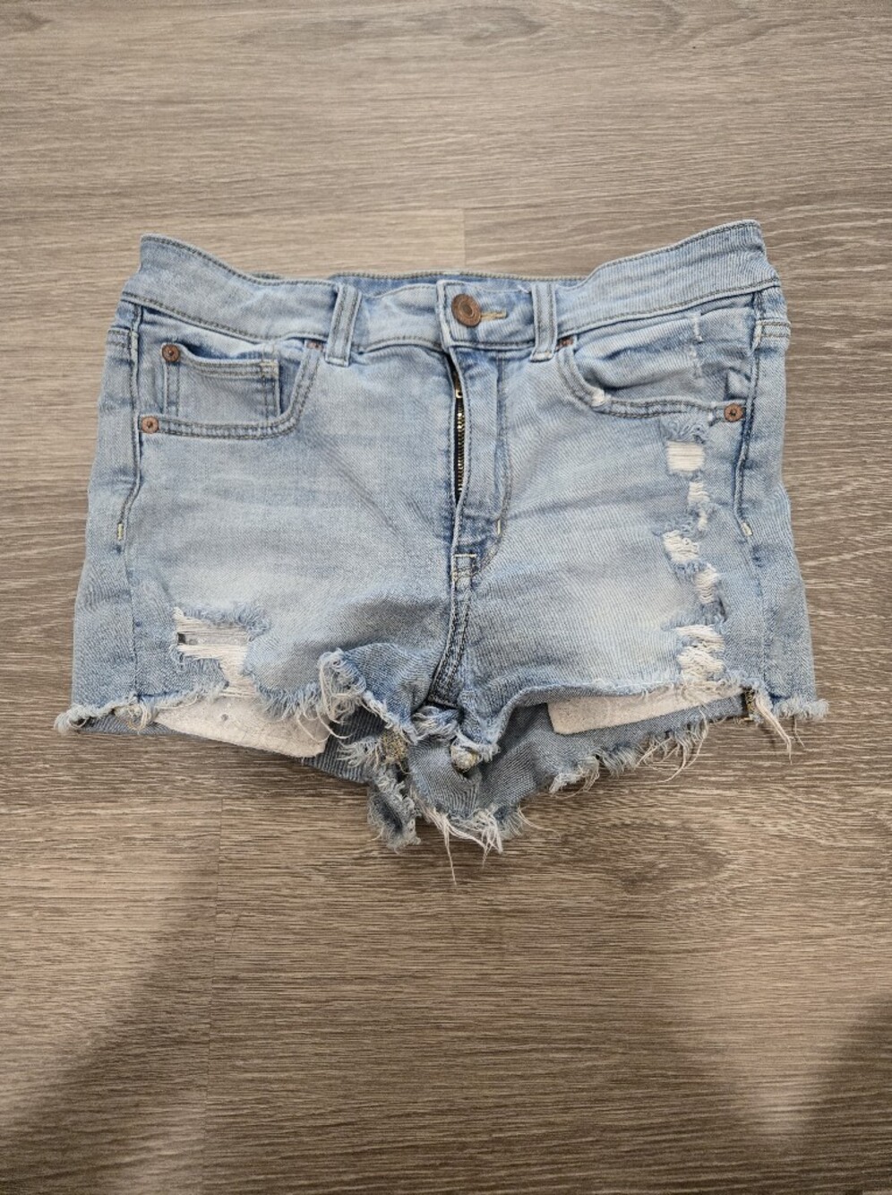 American Eagle Outfitters Light Blue Distressed Denim Jean Shorts